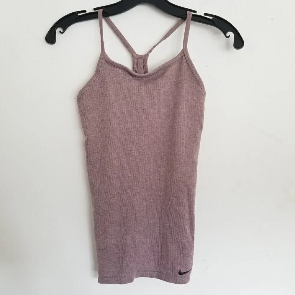 Nike Racerback Built In Cami Workout Active Tank Top Mauve Pink Purple Sz Small